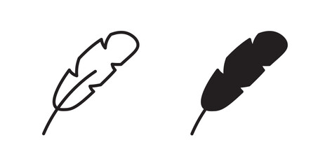 Feather icon outlined icon vector collection.
