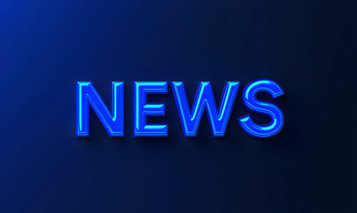Bright Neon News Sign with Electric Blue Glow on Dark Background