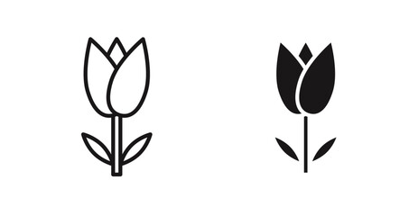 Flower tulip icon outlined icon vector collection.