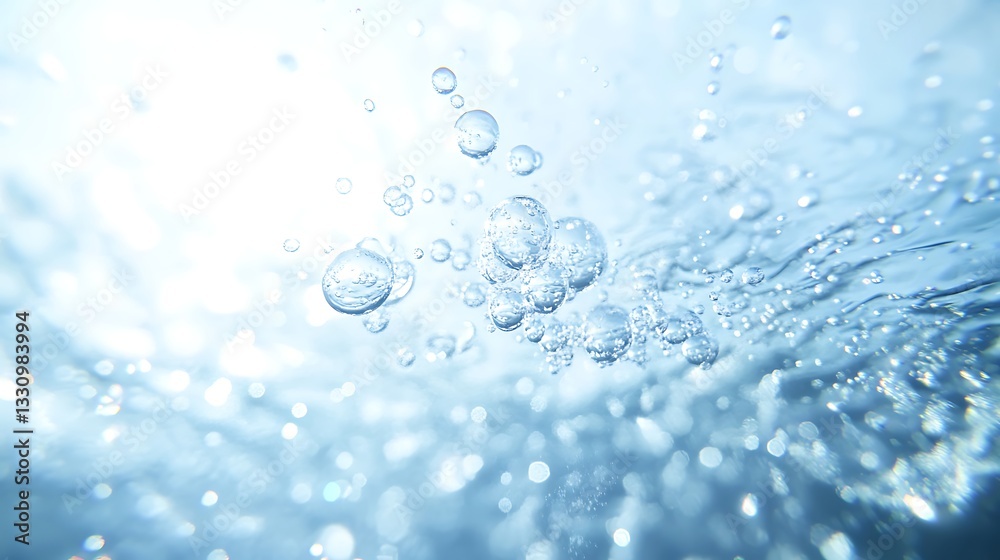 Fototapete underwater bubbles creating a serene and refreshing atmosphere with light reflections.
