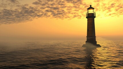 An isolated lighthouse on a distant shore, its light guiding nothing but the wind.