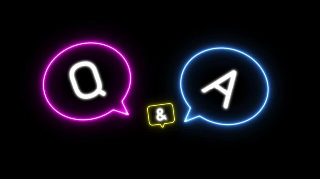 q and a question and answer animated session icon q n a neon 4k green screen