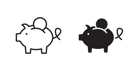 Piggy bank icon outlined icon vector collection.