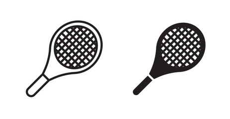 Racquet icon outlined icon vector collection.