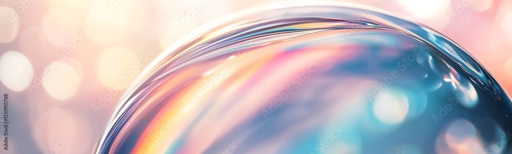 Fototapete bubble reflecting vibrant colors with a soft background glow, creating a dreamy atmosphere.