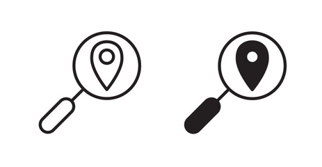 Search Location icon outlined icon vector collection.