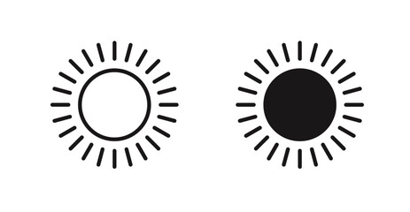 Sun icon outlined icon vector collection.