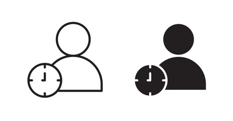 User time icon outlined icon vector collection.