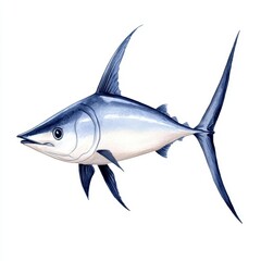 Obraz premium Detailed Illustration of a Bluefin Tuna Fish Swimming Gracefully