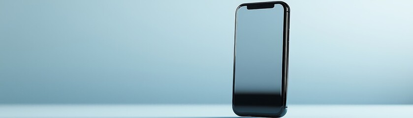 Sleek black smartphone with blank white screen, ideal for app or digital content showcase