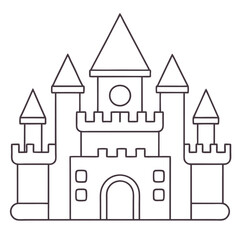 Fototapeta premium Fantasy castle scenes coloring pages on a white background.
