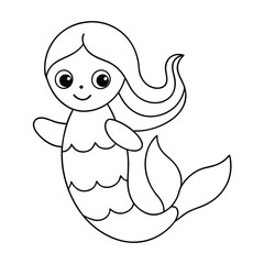 Mermaids and sea  coloring pages on a white background.