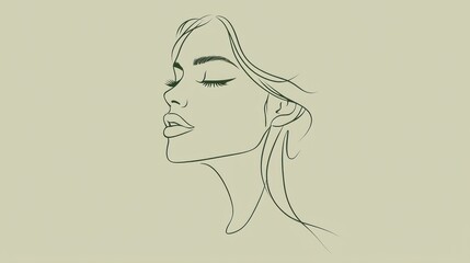 Elegant Minimalist Line Art Portrait of a Serene Woman