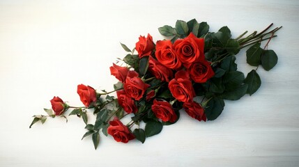 Obraz premium Romantic Red Rose Bouquet Valentine s Day Flowers Elegant Floral Arrangement High Resol