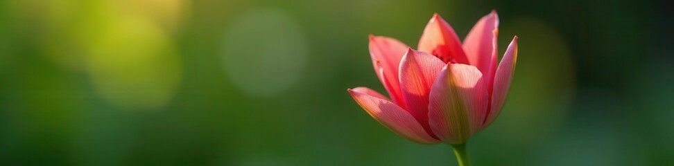 Obraz premium Unfurling spring bud, vibrant petals poised to open , pink, white