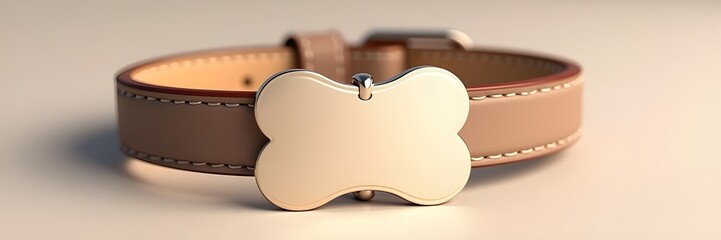 Blank empty Pet Dog Name Tag Collar Leash Mockup for Furry Animal Owner Accessory Identification Insurance Protection Banner