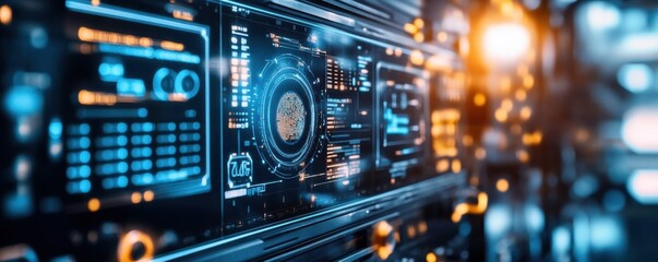 Obraz premium Futuristic Server Room: Data Center Technology Visualization