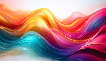 Fototapeta premium Vibrant Abstract Colorful Waves on White Background