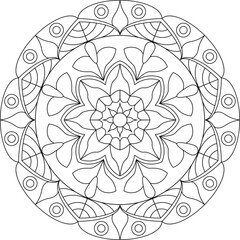 Intricate Mandala Line Art for Coloring, Meditation, Yoga, and Tattoo Inspiration