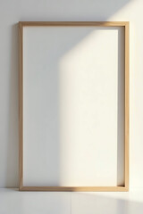 Elegant Light Wood Frame Mockup Minimalist Design Empty Picture Frame Modern Home Decor Blank Canvas Simple Clean Interior Design Studio Photography  