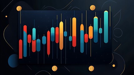 Dynamic Candlestick Chart Illustration: Market Trends Visualized AI Generated