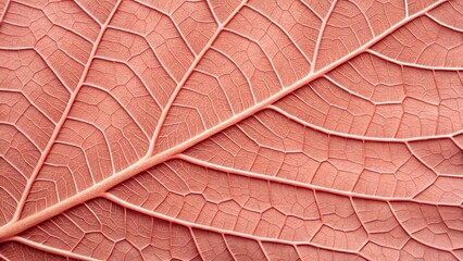Obraz premium Leaf Veins: An extreme close-up reveals the intricate network of veins on a leaf, showcasing nature's delicate and complex design, bathed in warm, earthy hues. 