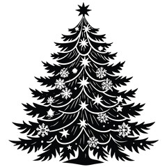Obraz premium christmas trees black silhouette vector art and illustration