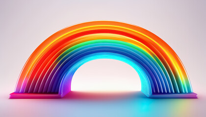 Glowing 3D Rainbow on White Background