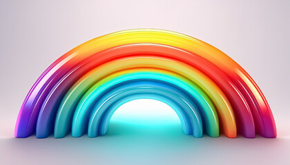 Bright Abstract Rainbow Light Trails on White Background