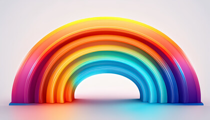 Bright Abstract Rainbow Light Trails on White Background