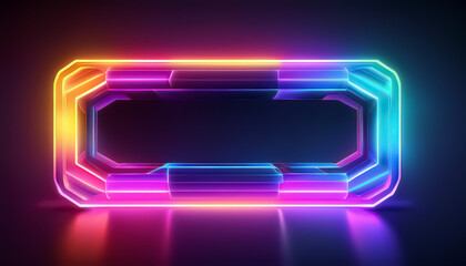 Vibrant Geometric Shape with Neon Light Effects