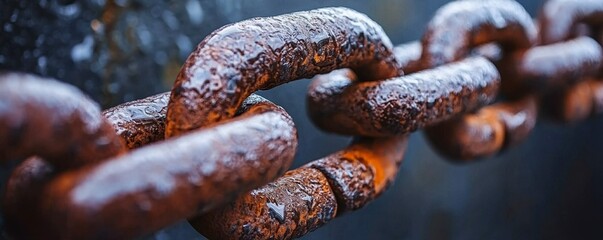 In the captivating image, a rusted chain takes center stage, symbolizing the strength and durability, perhaps, of digital ledgers The chain's weathered appearance hints at the challenges and