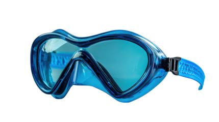 Blue swimming goggles isolated on transparent background for water sports and recreation