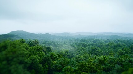Fototapeta premium Lush Rainforest Aerial Panorama Tropical Forest Canopy Green Nature