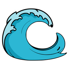 sea wave nature flat color vector illustration template design