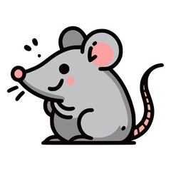 funny cartoon rat mouse animal flat color vector illustration template design