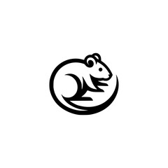 mouse rat circle animal logo vector illustration template design