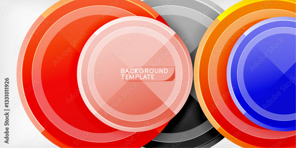 Poster abstract background - multicolored circles, trendy minimal geometric design, vector illustration