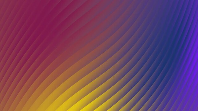 Twirl on abstract background with gradient stripes of yellow, orange, purple, and blue. Suitable for dynamic and colorful design projects.