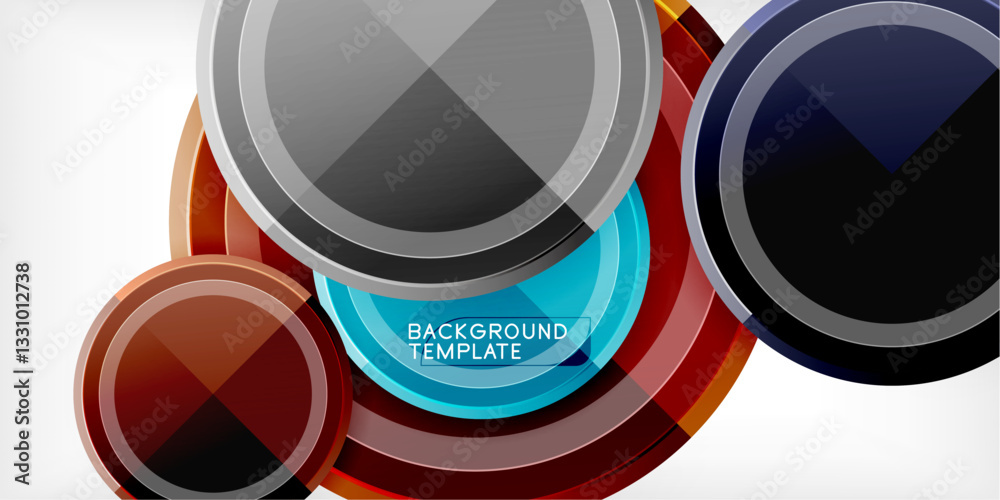 Poster abstract background - multicolored circles, trendy minimal geometric design, vector illustration
