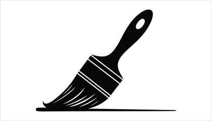 Paint Brush Icon. Black Silhouette Painting Tool, Art, and Home Renovation Vector.