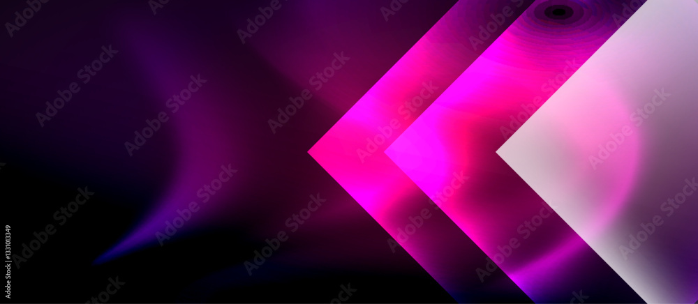 Poster glass squares with neon shiny light abstract background