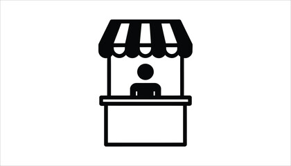 Market Stall Icon. Small Business Vendor Booth Silhouette Vector.