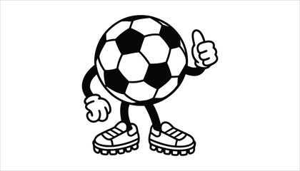 Cartoon Soccer Ball Character Mascot with Thumbs Up Gesture.