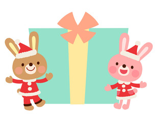 かわいいウサギのサンタクロース　クリスマス　メッセージカード