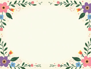 Fototapeta premium Digital bohemian style flower illustration border poster web page ppt background. Bohemian Style. Illustration. Generative ai