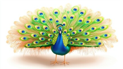 Colorful peacock displaying its vibrant plumage.