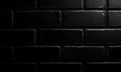Dark, moody texture of a black brick wall, perfect for backgrounds or design projects.  High-resolution image showcasing the subtle variations in the black paint.
