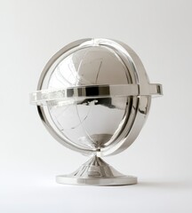Reflective Silver Globe on Pristine White Background
