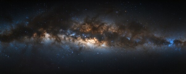 A breathtaking panoramic view of the cosmic night sky and stars
